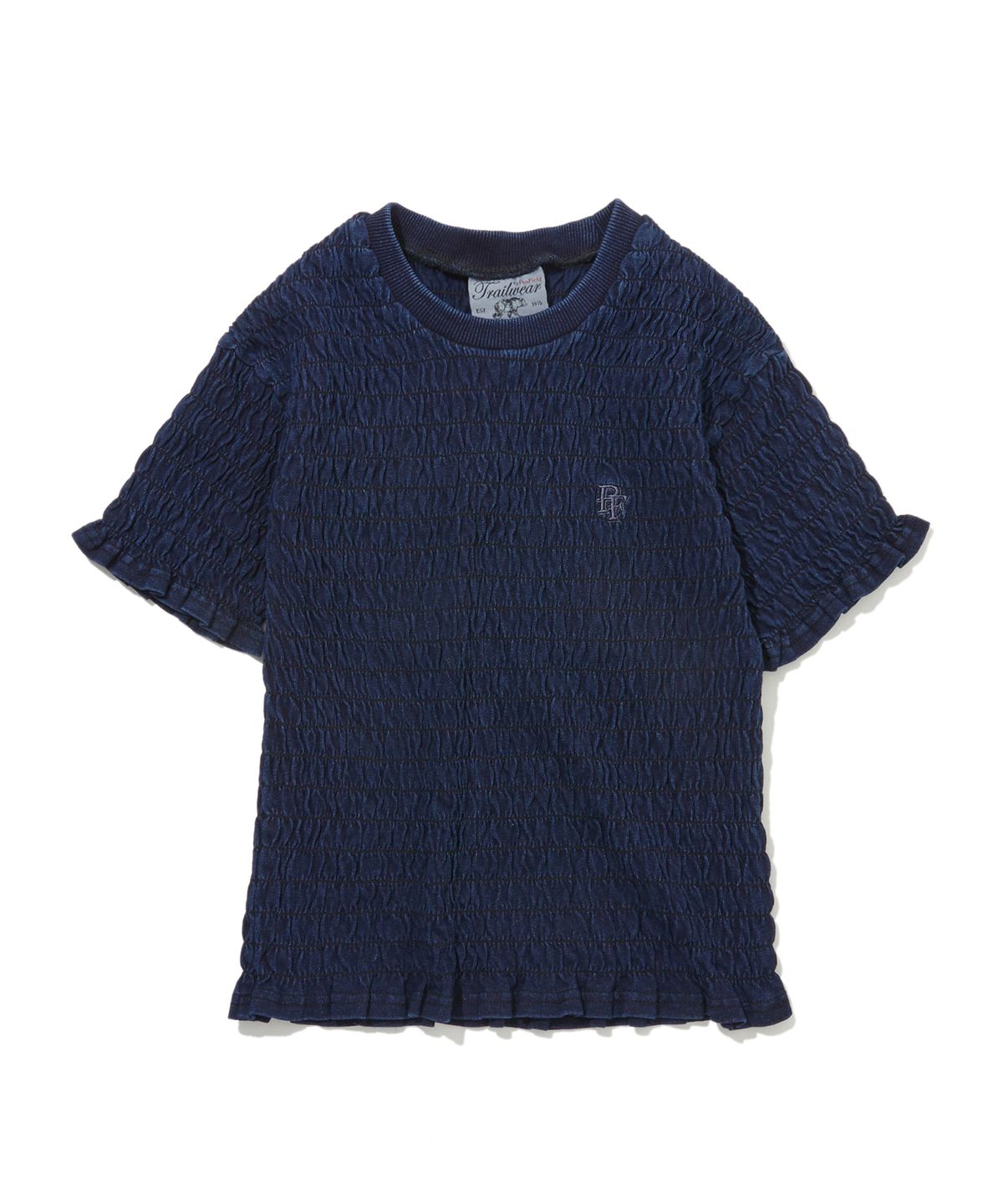 펜필드(PENFIELD) 인디고 러플 스모킹 반팔 티셔츠 인디고_FS2KT25F