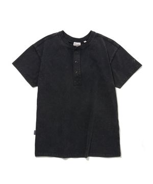 페이디드 코튼 헨리넥 반팔 티셔츠 블랙_FS2KT24U