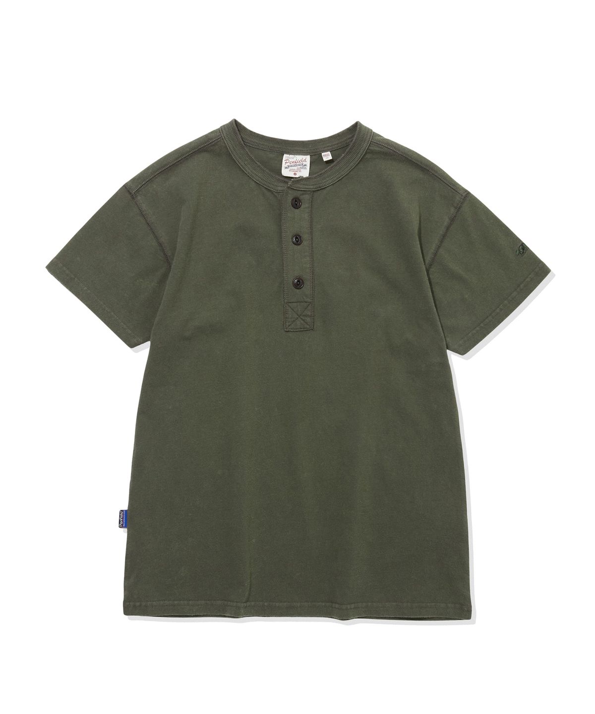 펜필드(PENFIELD) 페이디드 코튼 헨리넥 반팔 티셔츠 올리브_FS2KT23U