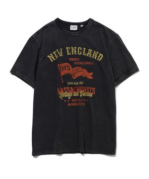 뉴잉글랜드 빈티지 그래픽 링거 반팔티 블랙_FS2KT74U