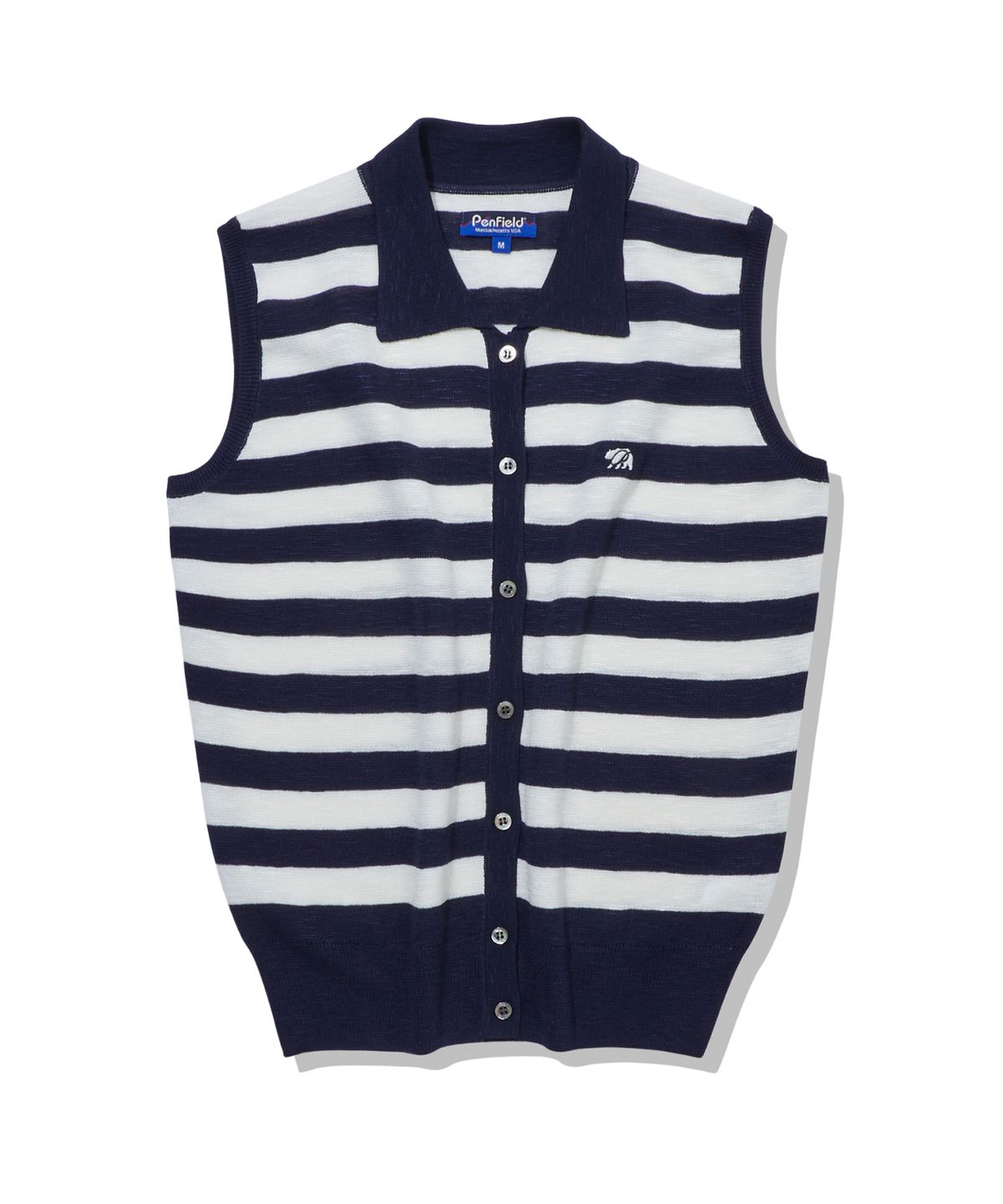 펜필드(PENFIELD) 니트 카라 슬리브리스 네이비_FS2NE64F