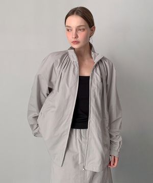 Dana High Neck Shirring Zip-Up Jumper (3Colors)