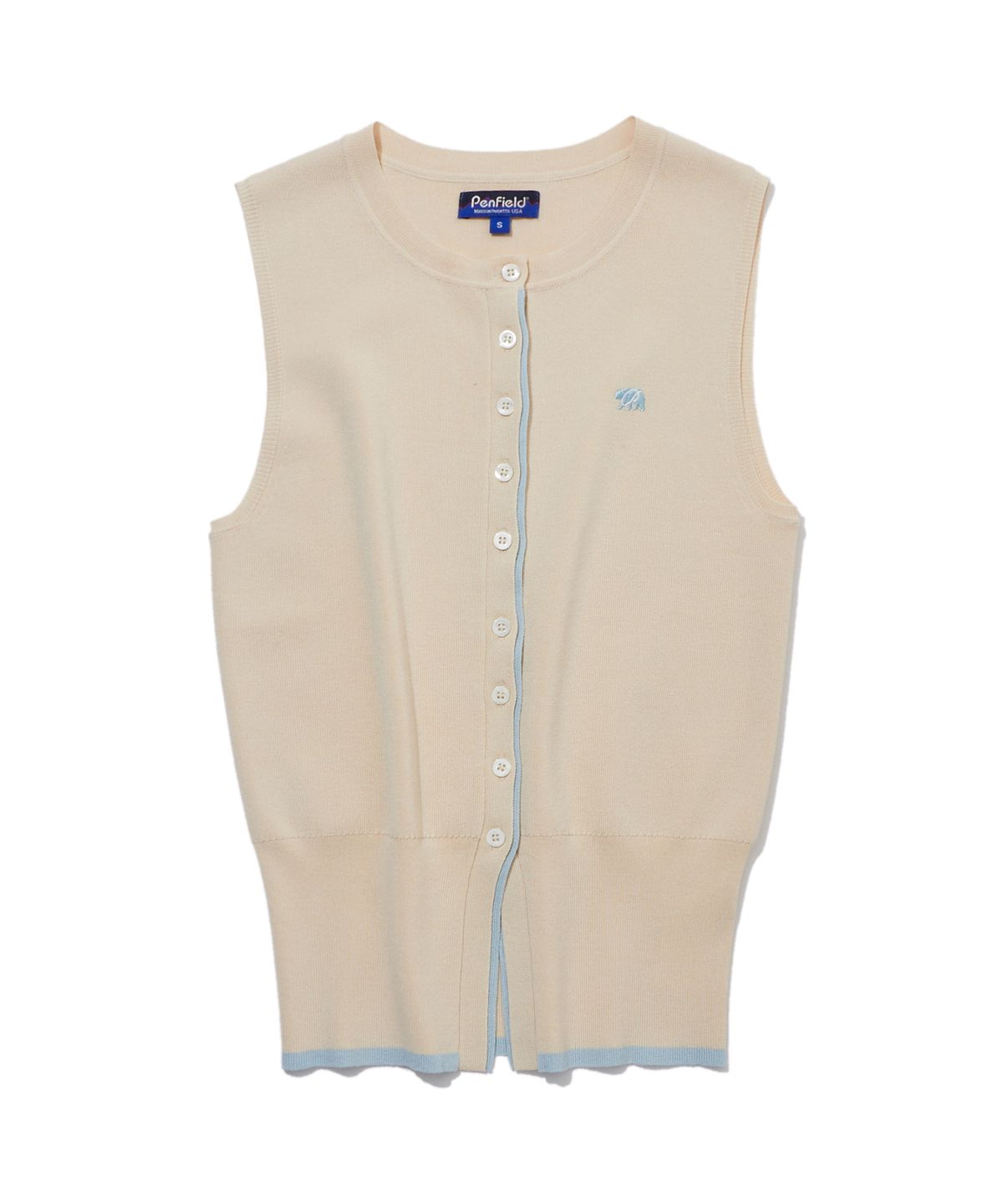 펜필드(PENFIELD) 니트 배색 포인트 슬림 슬리브리스 아이보리_FS2NE60F