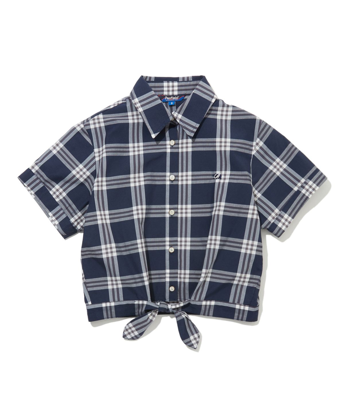 펜필드(PENFIELD) 리본 크롭 셔츠 네이비_FS2WR93F