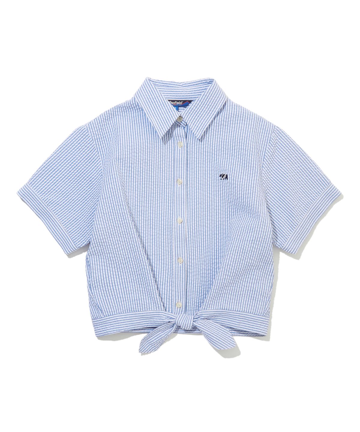 펜필드(PENFIELD) 리본 크롭 셔츠 블루_FS2WR92F