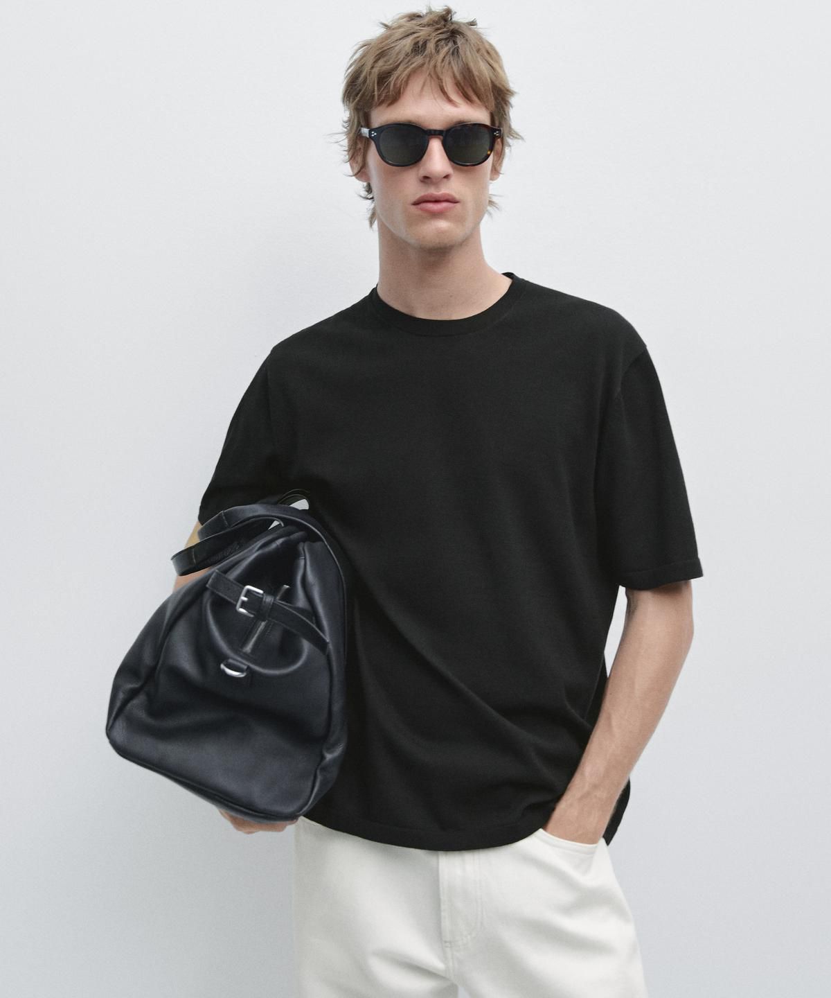 마시모두띠(MASSIMO DUTTI) 100% 코튼 반팔 니트 스웨터