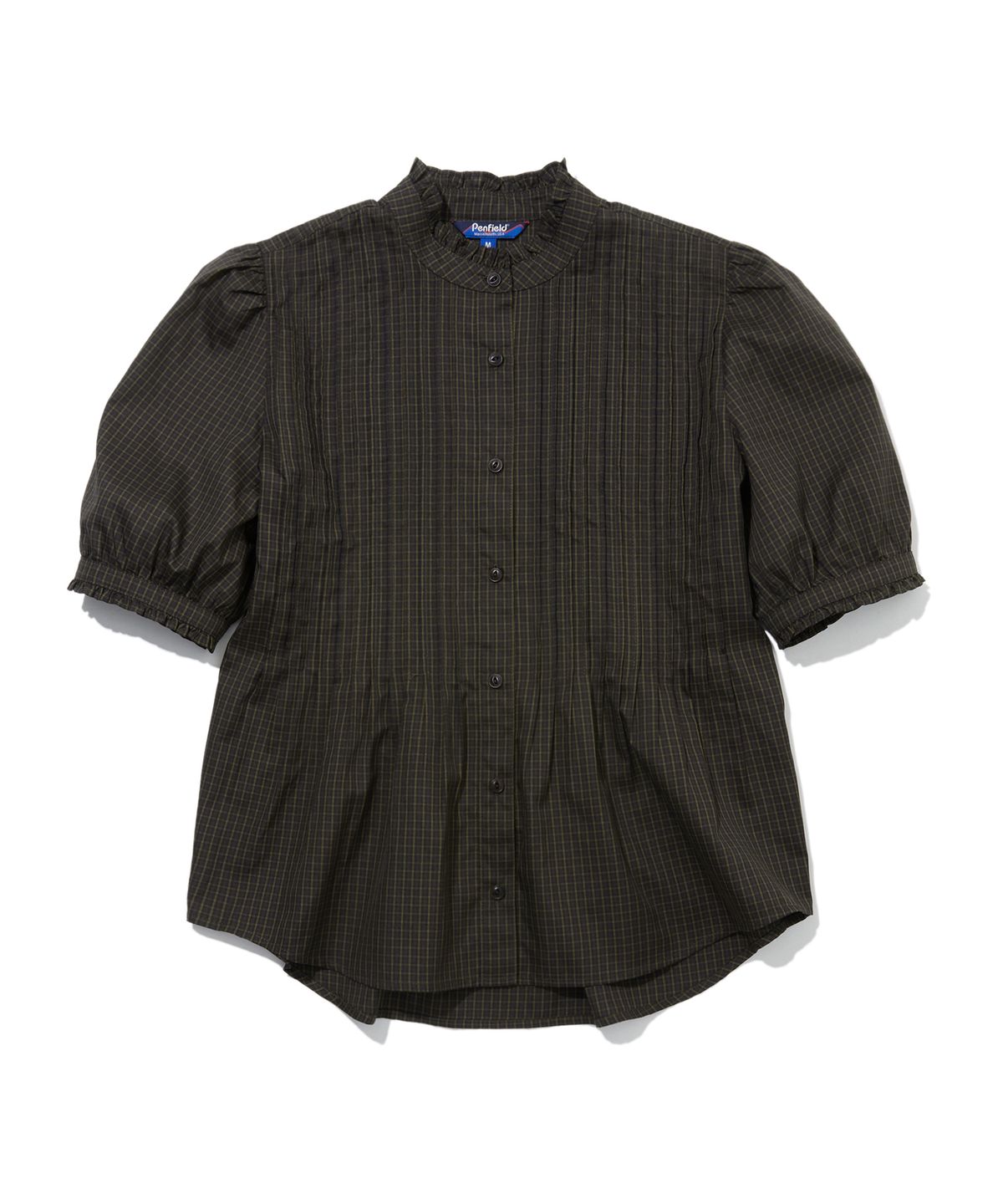 펜필드(PENFIELD) 핀턱 디테일 체크셔츠 브라운_FS2WR22F