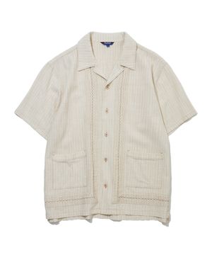 구아야베라 오픈카라 린넨 반팔 셔츠 아이보리_FS2WR10U