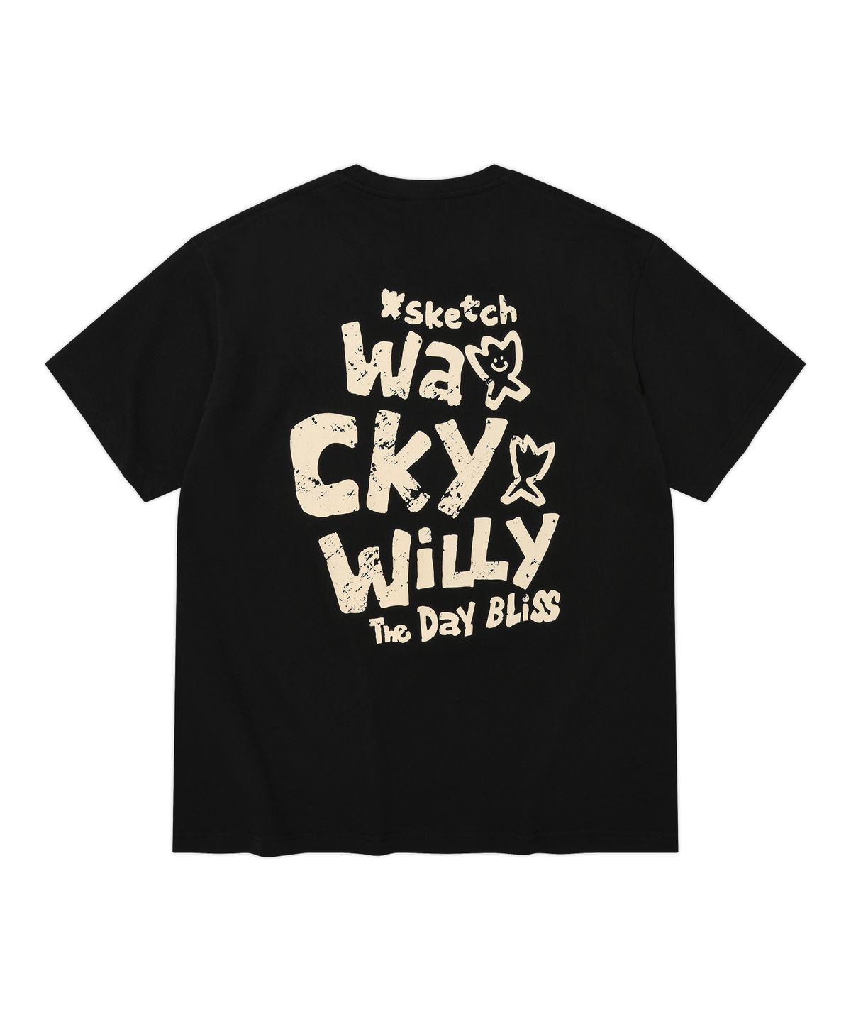 와키윌리(WACKY WILLY) 슬로건 타이포 반팔티셔츠 블랙
