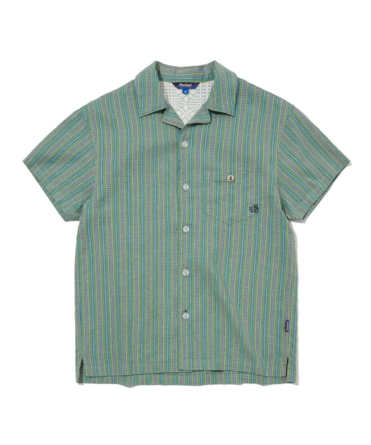 펜필드(PENFIELD) 헴프 블렌드 리조트 오픈카라 반팔 셔츠 그린_FS2WR21U