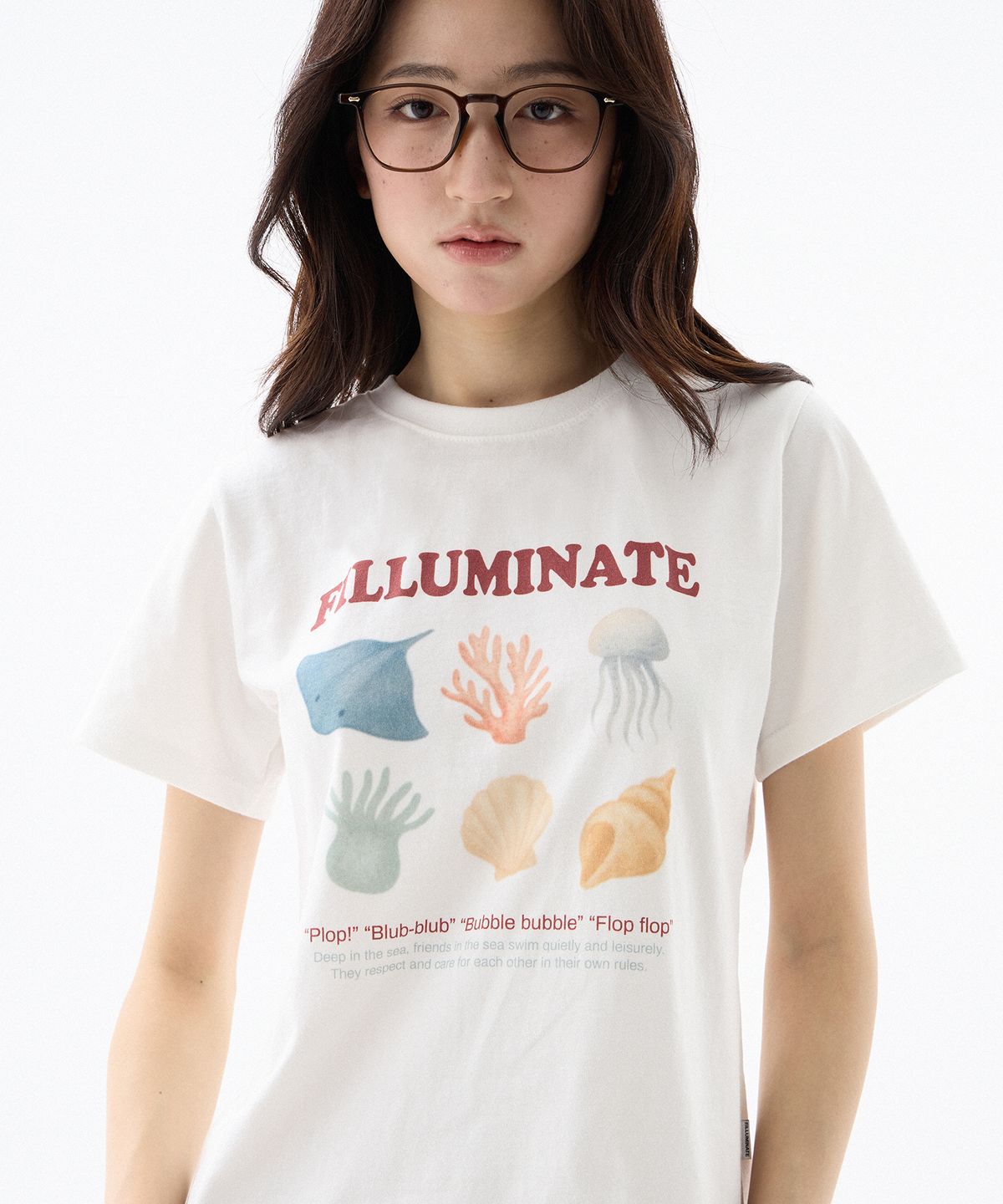 필루미네이트(FILLUMINATE) (W) 언더워터 DTP 그래픽 티셔츠-아이보리