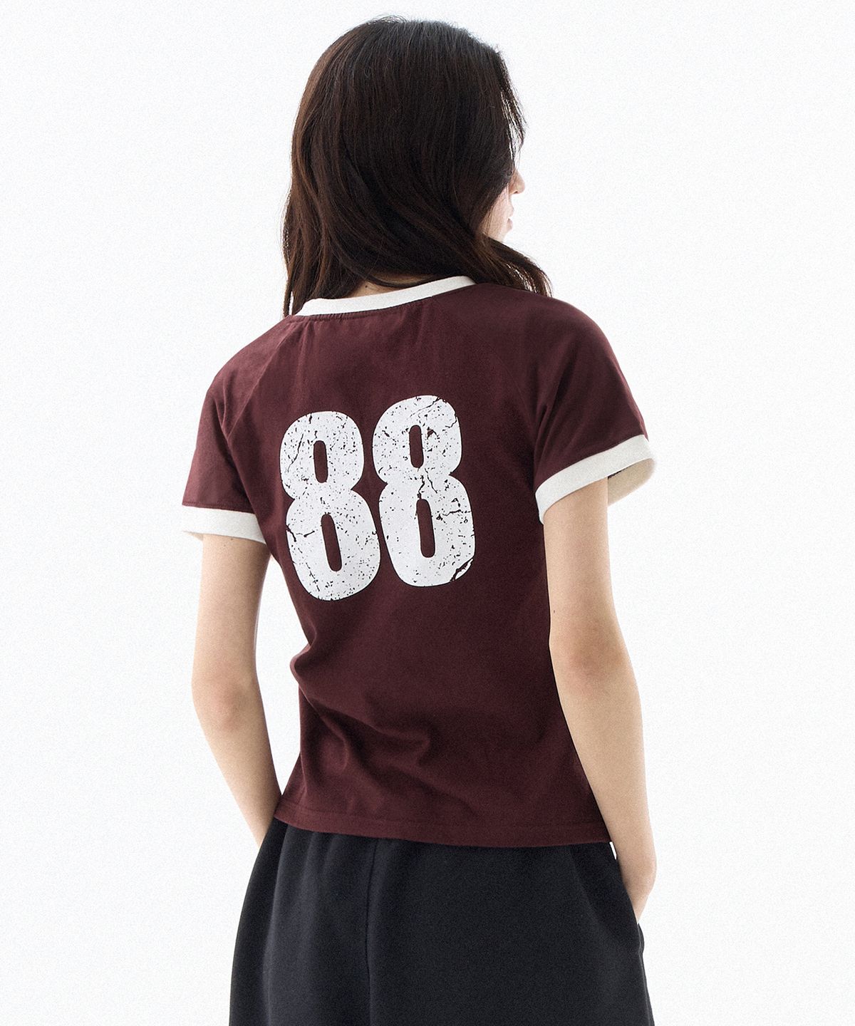 필루미네이트(FILLUMINATE) (W) 88 링거 티셔츠-마젠타