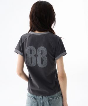 (W) 88 링거 티셔츠-차콜
