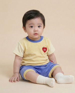 베이비버블애플컬러블럭테리 반팔티쇼츠상하복 BB6EST03YL