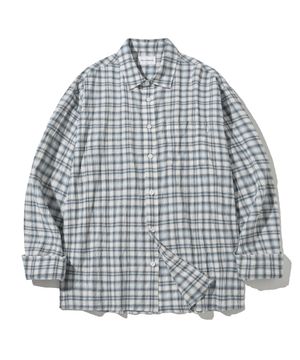 파스텔 체크 링클 셔츠-스카이블루