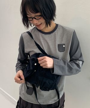 DOT STRIPE MULTI POCKET LONG SLEEVE CHARCOAL