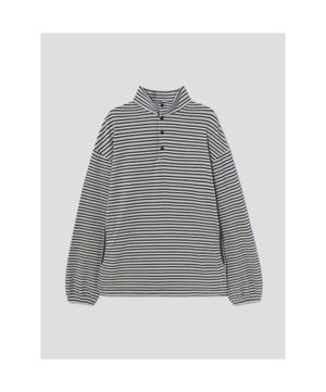 스트라이프 하프 집업  그레이