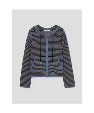 스트라이프 후드 집업  네이비