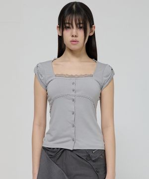 Lace Sleeve Top (FL-112_Gray)