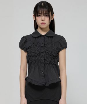 Cloud Puff Blouse (FL-115_Black)