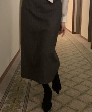 코아 스트라이프 롱스커트