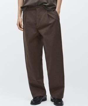 코튼 블렌드 배럴 핏 팬츠