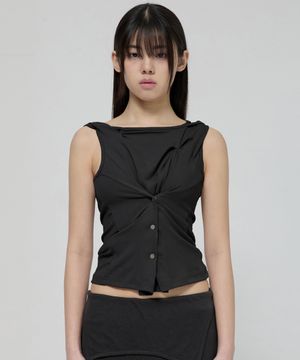 Asymmetric Snap Hoodie (FL-133_Black)