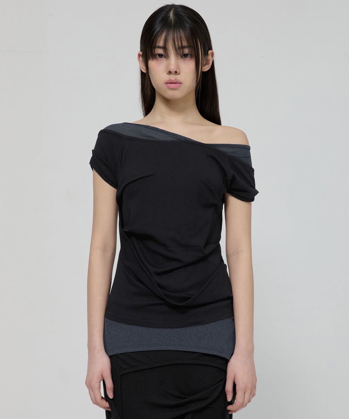 플레어업(FLAREUP) 2-Layered Top (FL-141_Black&Charcoal)