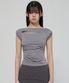 Asymmetrical Draped Roll-Up T-Shirt (FL-165_Dark Gray)