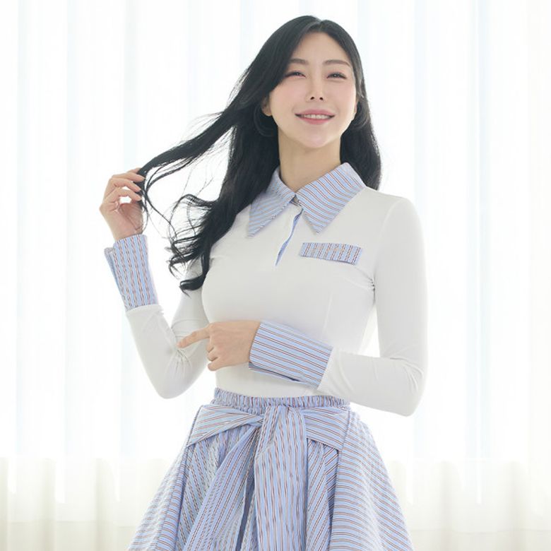 스트라이프 빅카라 티셔츠 Stripe Big Collar T-shirt ( Stripe)