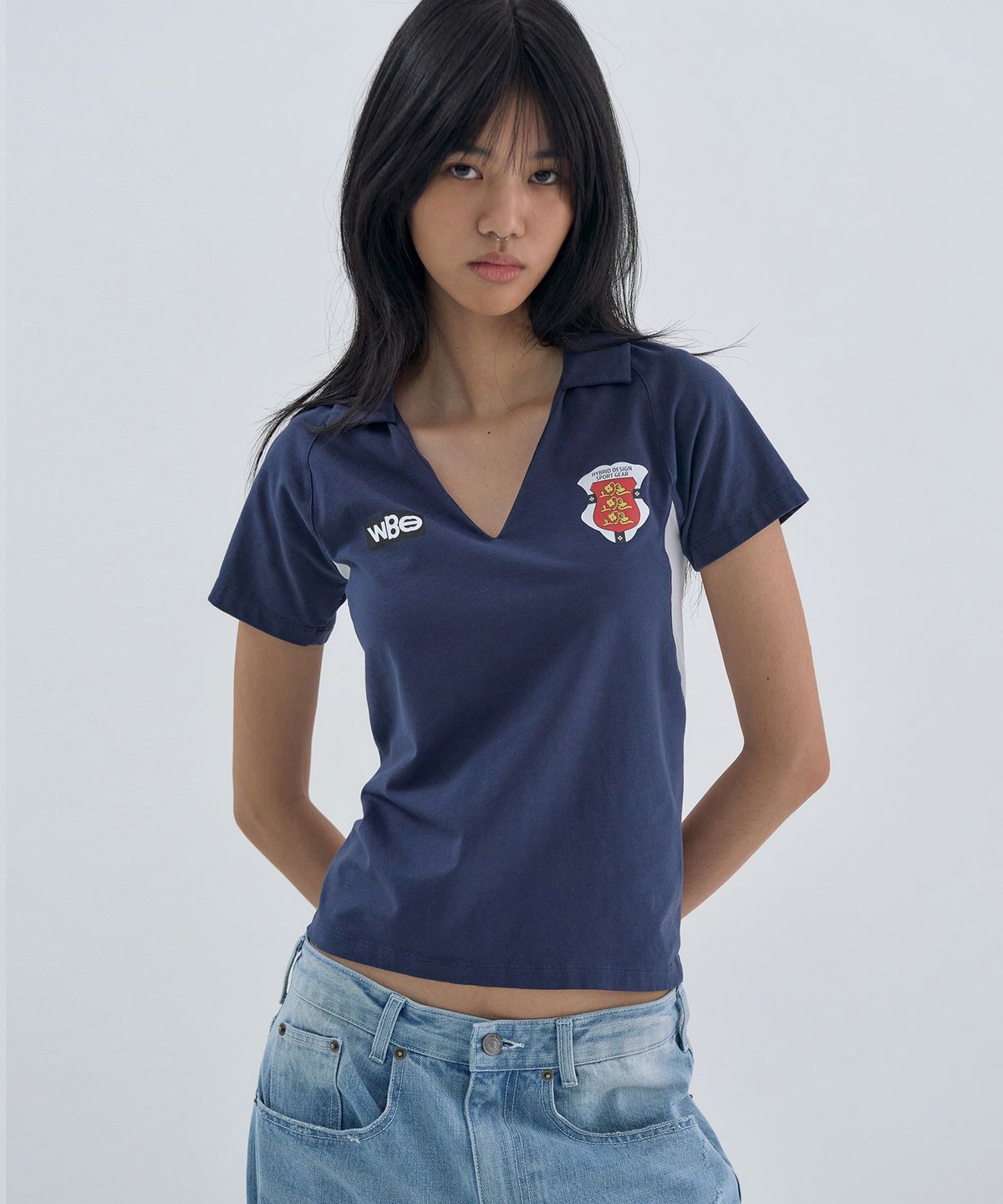 웰빙익스프레스(WELLBEING EXPRESS) Cotton Football Half Sleeve Navy