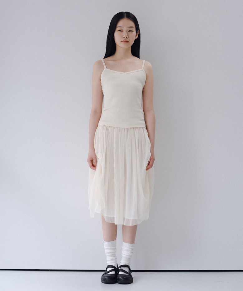 BASIC RIBBED V-NECK SLEEVELESS, CREAM