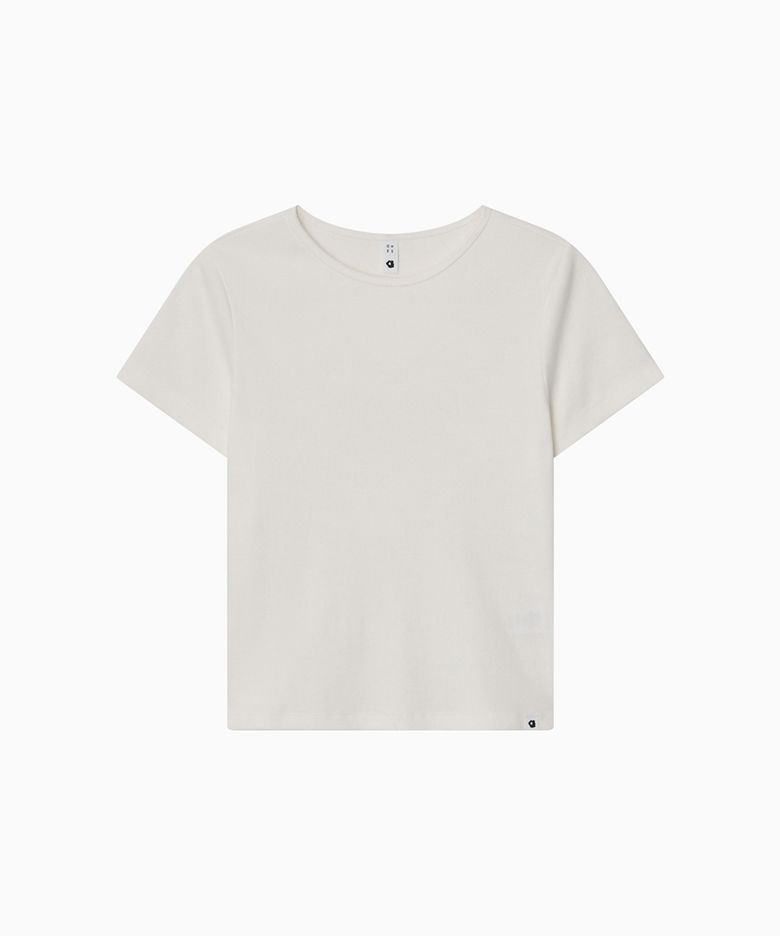 BASIC SLIM RIBBED T-SHIRT, WHITE