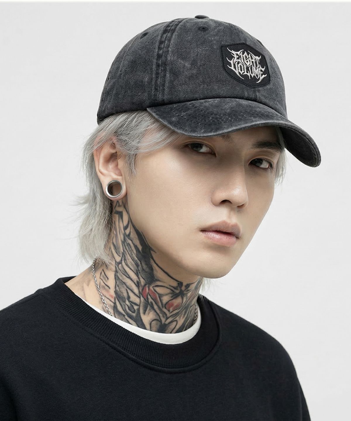 에잇볼륨(EIGHTVOLUME) EV 메탈 로고 빈티지 워싱 베이직 볼캡 (블랙)