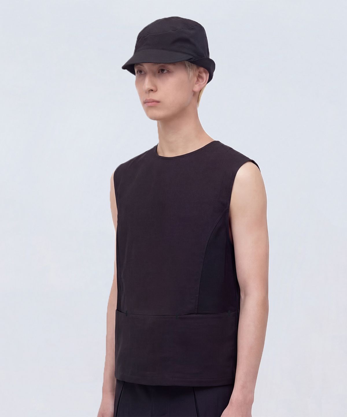 카사카사(KASAKASA) Contrast Panel Vest Black