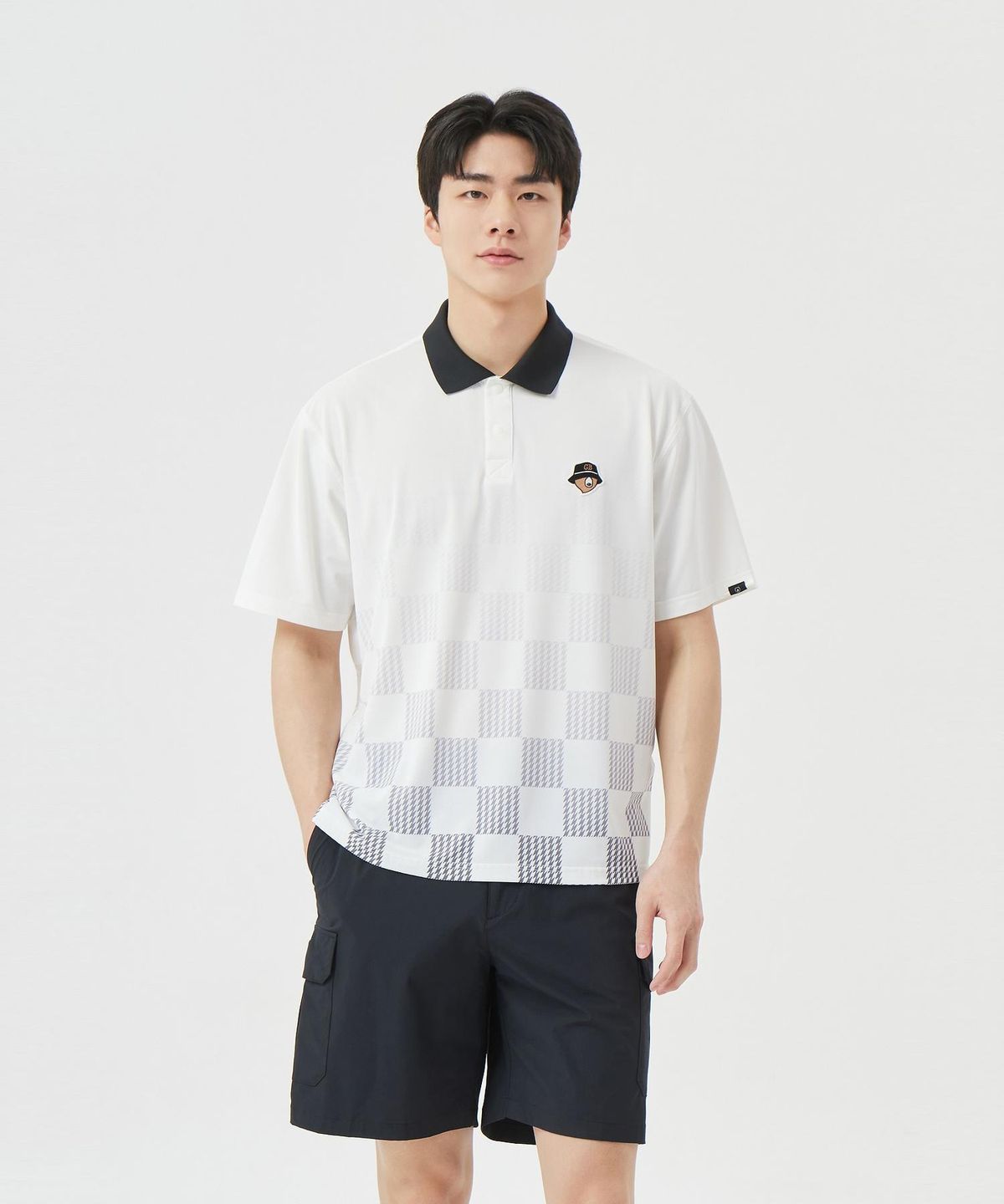 골든베어(GOLDEN BEAR) (M) Lightweight Printed Collar T-shirt G4TAM26341WHX