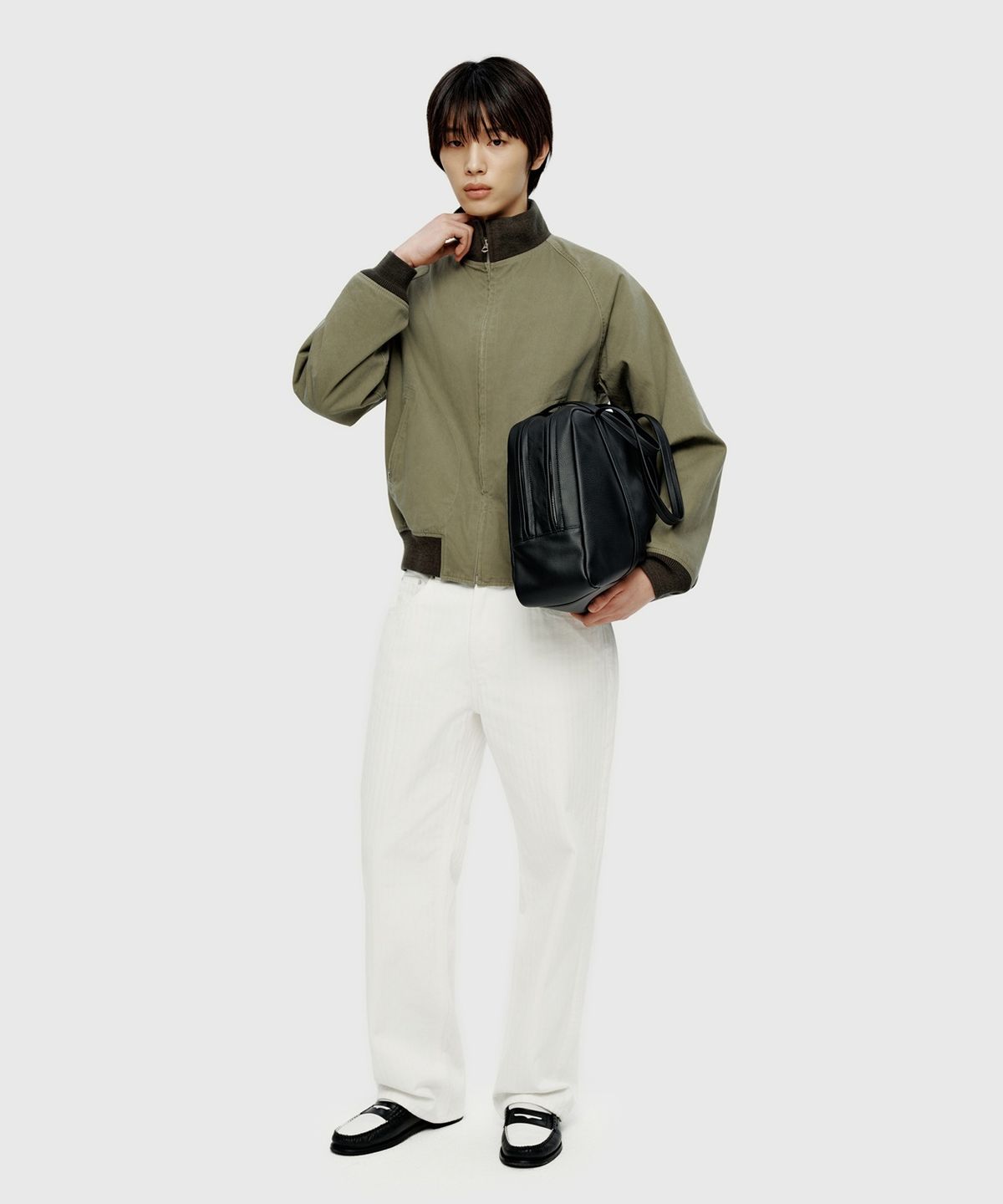 유스(YOUTH) Herringbone Straight Denim Pants - Ivory