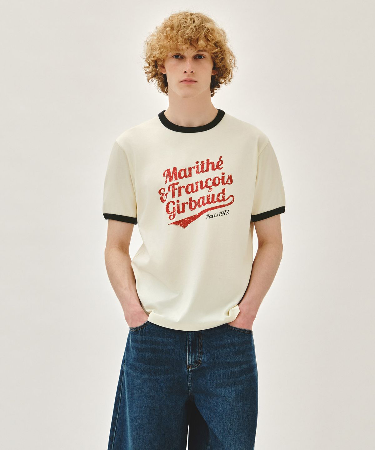 마리떼 프랑소와 저버(MARITHÉ + FRANҪOIS GIRBAUD) VINTAGE LOGO RINGER TEE ivory