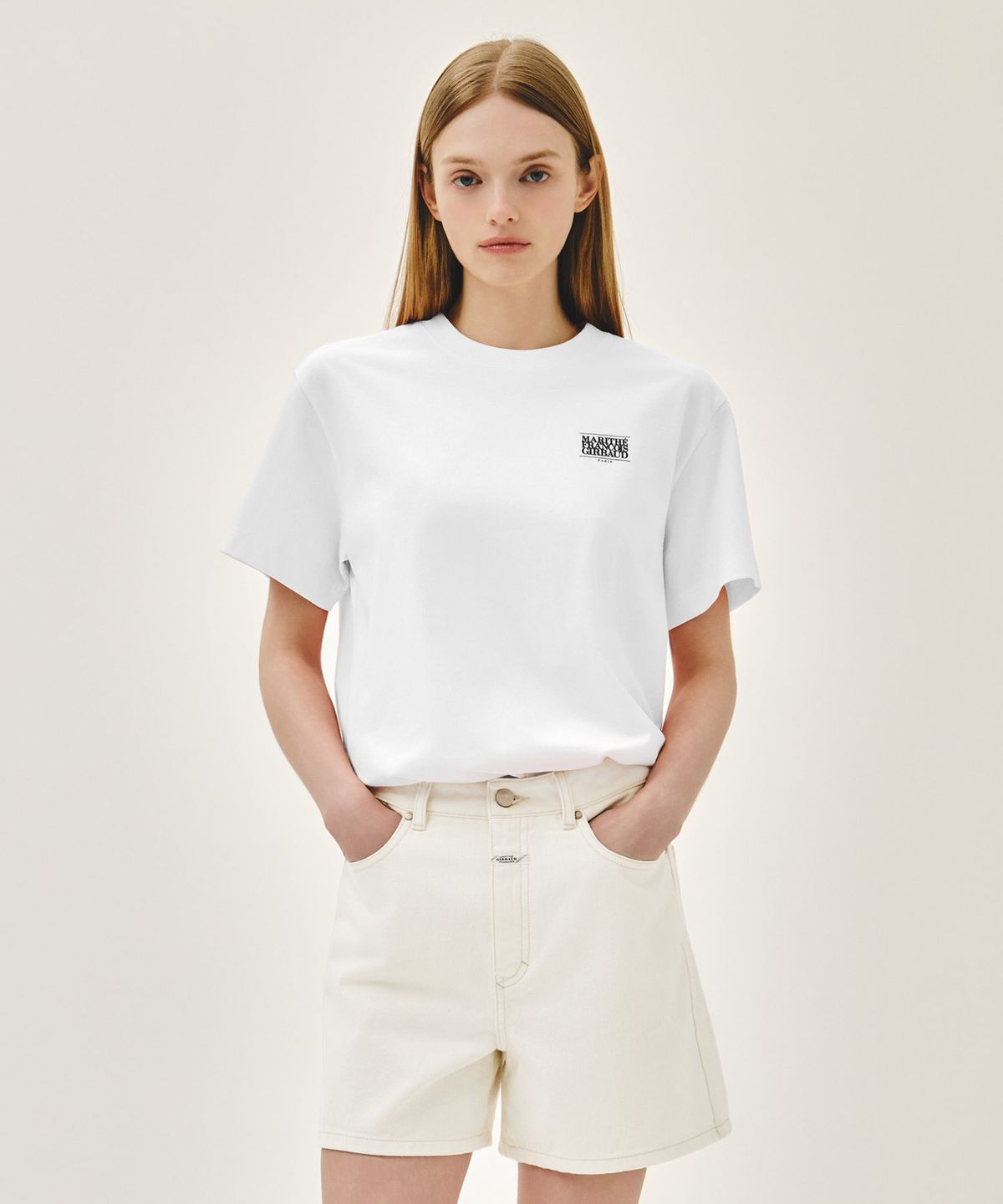 마리떼 프랑소와 저버(MARITHÉ + FRANҪOIS GIRBAUD) AEROCOOL SMALL CLASSIC LOGO TEE white