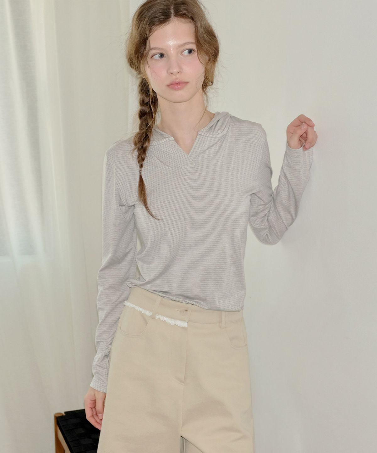 디애니(THE ANY) Tiny Slim Hood T-shirt