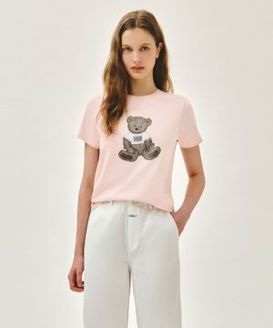 W DOODLE BEAR TEE light pink