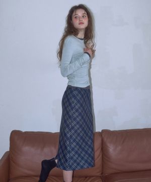 에드나 체크 롱스커트