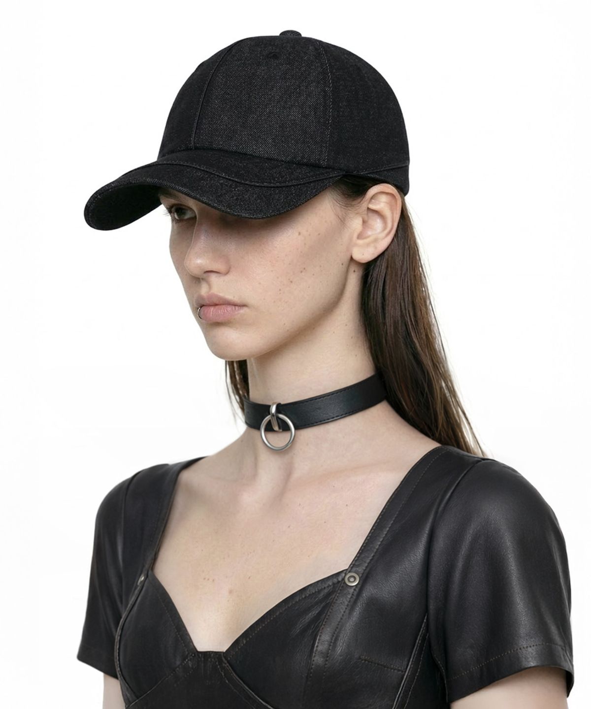 앤어애쉬(ANDAASH) Two visor denim cap BLACK