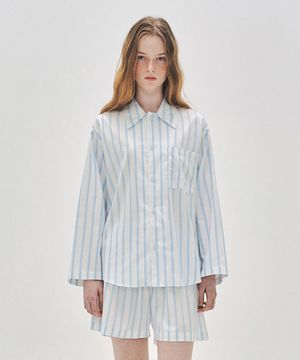 [Uni] 022A 래핑 웨이브스 롱 슬리브 상의 & 하프 팬츠