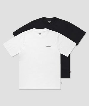 [2PACK] 베이직 폰트 로고 티셔츠 White/Black
