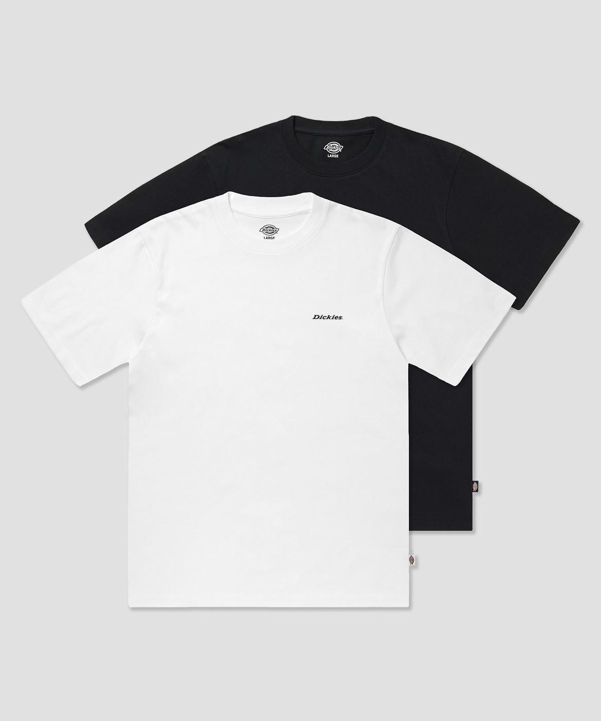 디키즈(DICKIES) [2PACK] 베이직 폰트 로고 티셔츠 White/Black