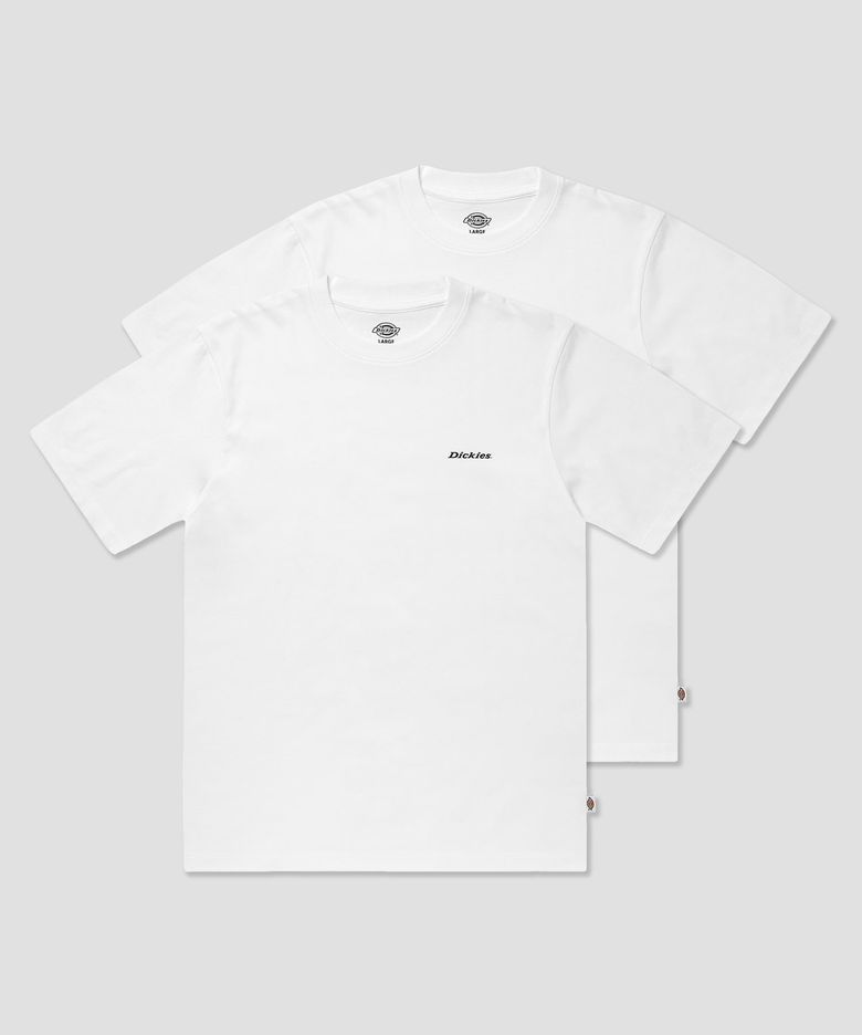 [2PACK] 베이직 폰트 로고 티셔츠 White/White
