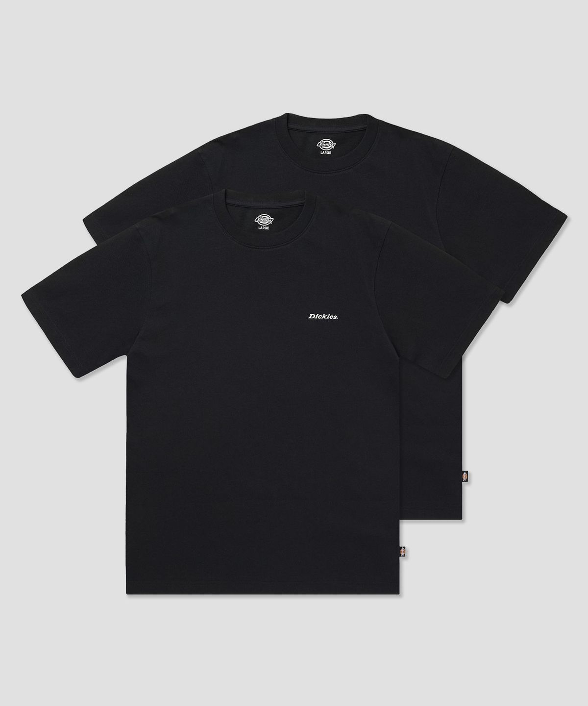 디키즈(DICKIES) [2PACK] 베이직 폰트 로고 티셔츠 Black/Black