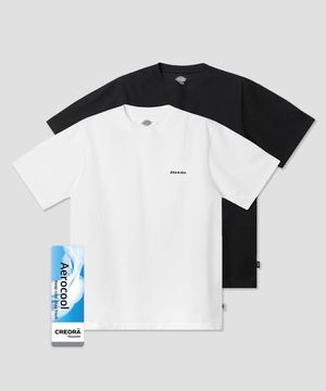[2PACK] 에어로쿨 베이직 폰트 로고 티셔츠 White/Black