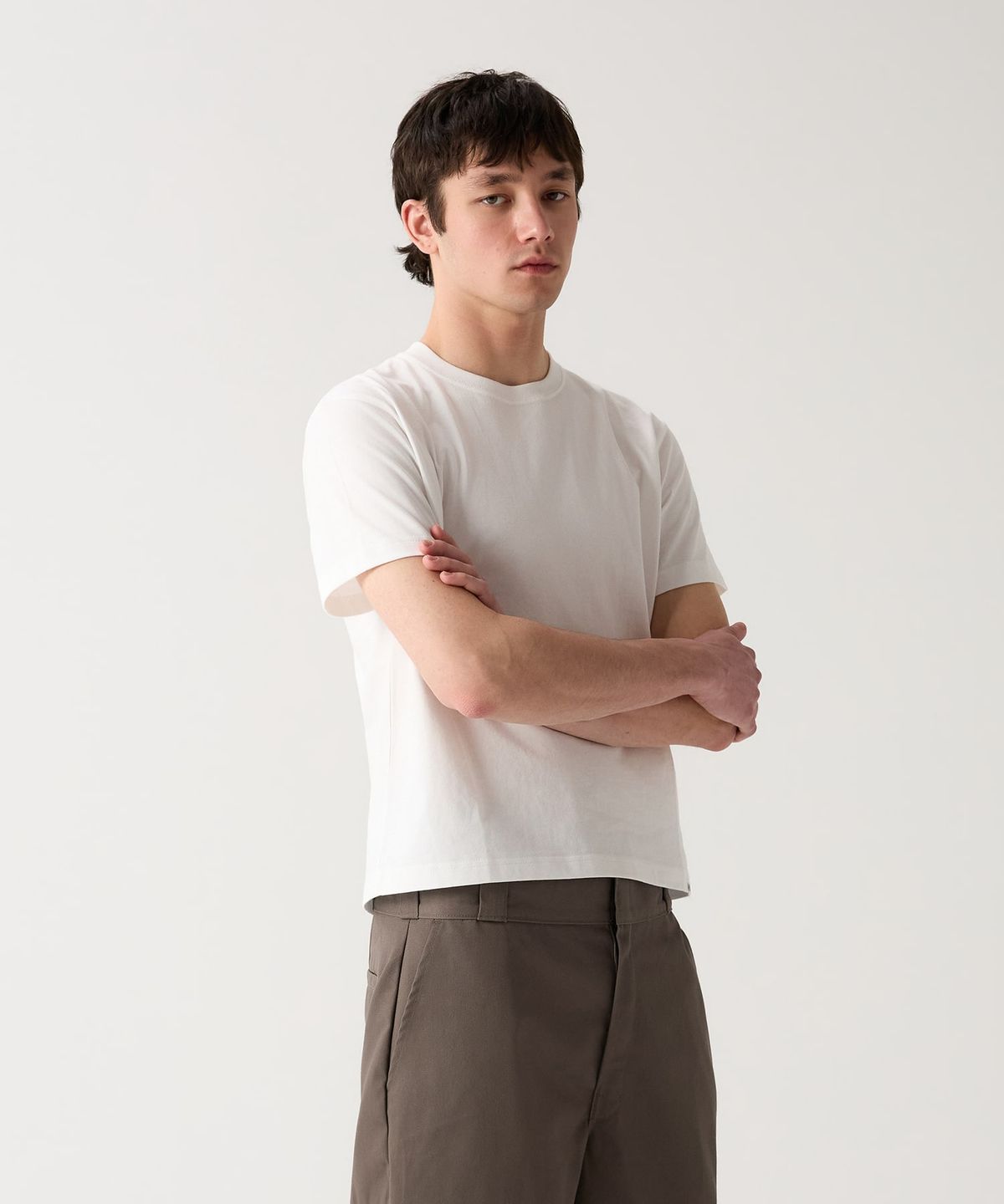 디키즈(DICKIES) 베이직 크롭 티셔츠 White